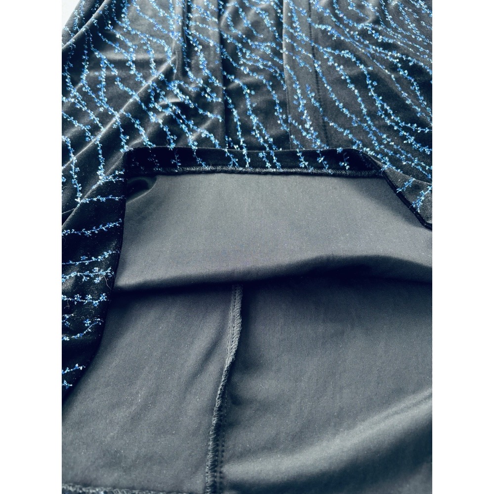 Social Circles Black Velvet Jacket Dress Blue Floral Glitter Sparkles Womens 14P - Picture 9 of 9